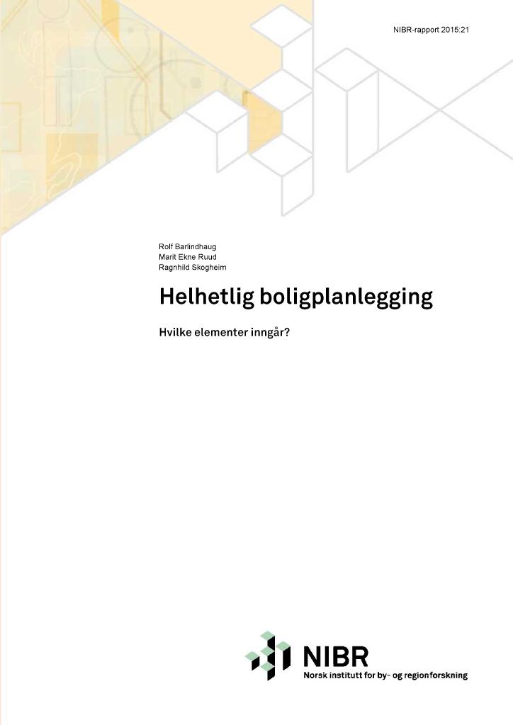 Forsiden av dokumentet Helhetlig boligplanlegging
