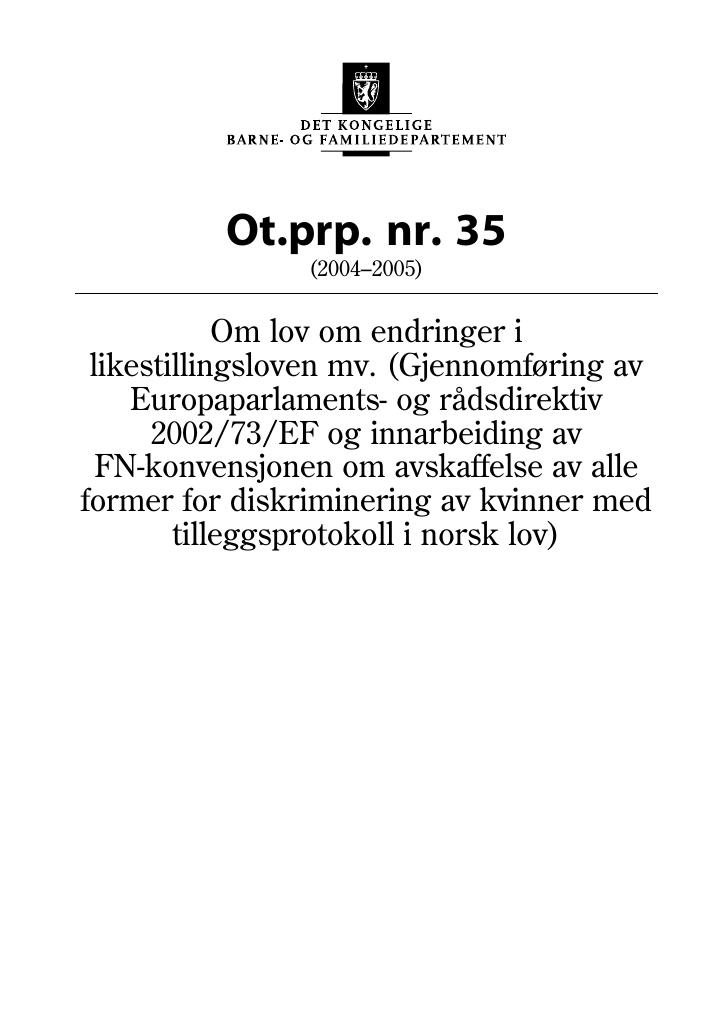 Forsiden av dokumentet Ot.prp. nr. 35 (2004-2005)