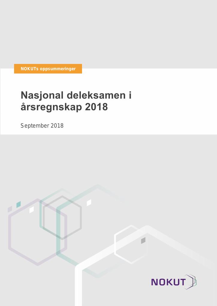 Forsiden av dokumentet Nasjonal deleksamen i årsregnskap 2018