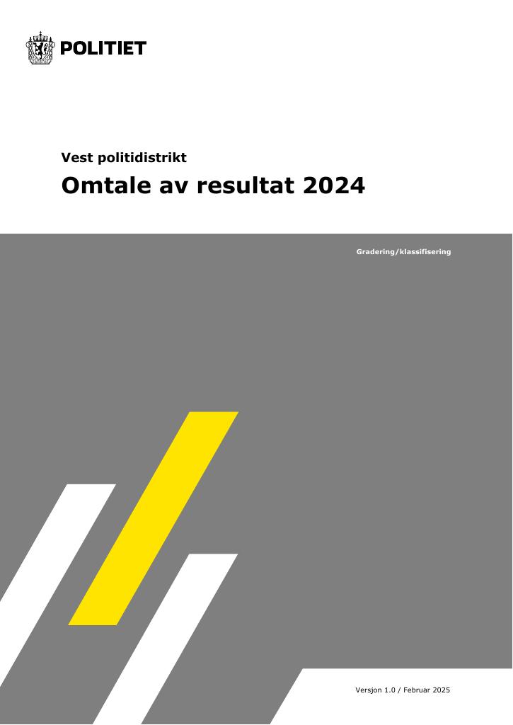 Forsiden av dokumentet Vest politidistrikt - Omtale av resultat 2024