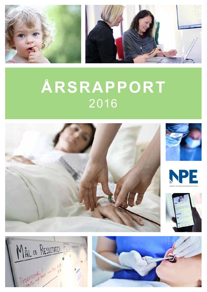 Forsiden av dokumentet Årsrapport Norsk pasientskadeerstatning 2016