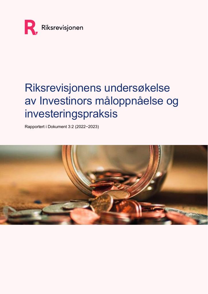 Forsiden av dokumentet Undersøkelse av Investinors måloppnåelse og investeringspraksis