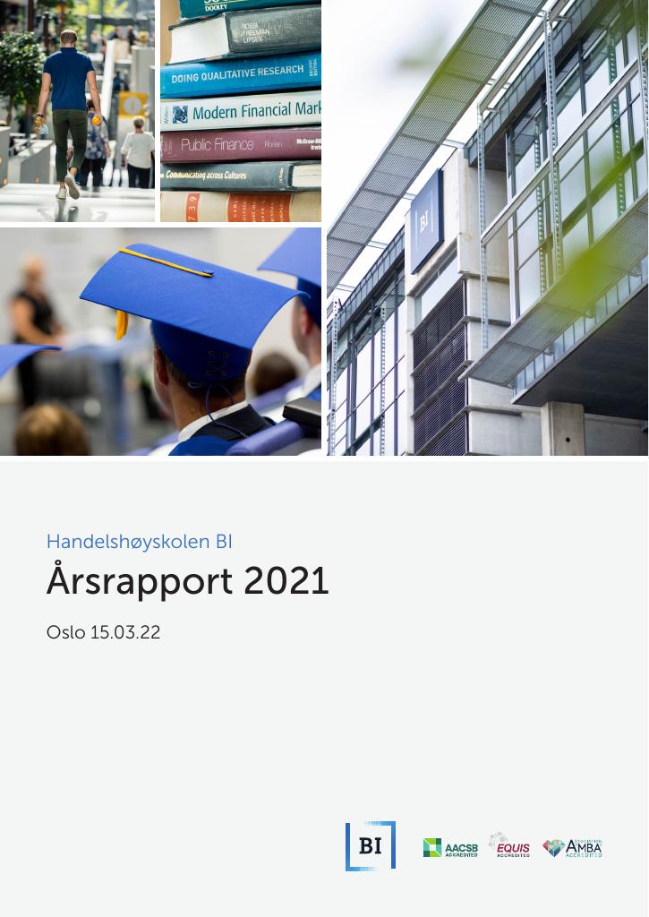 Forsiden av dokumentet Årsrapport Handelshøyskolen BI 2021