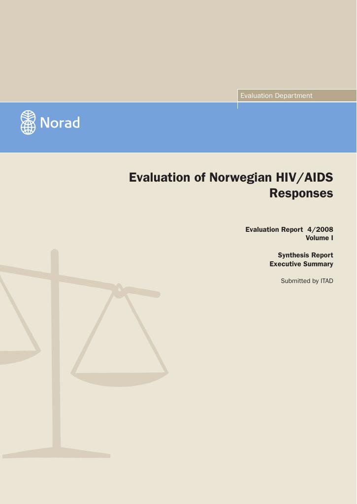 Forsiden av dokumentet Evaluation of Norwegian HIV/AIDS Responses