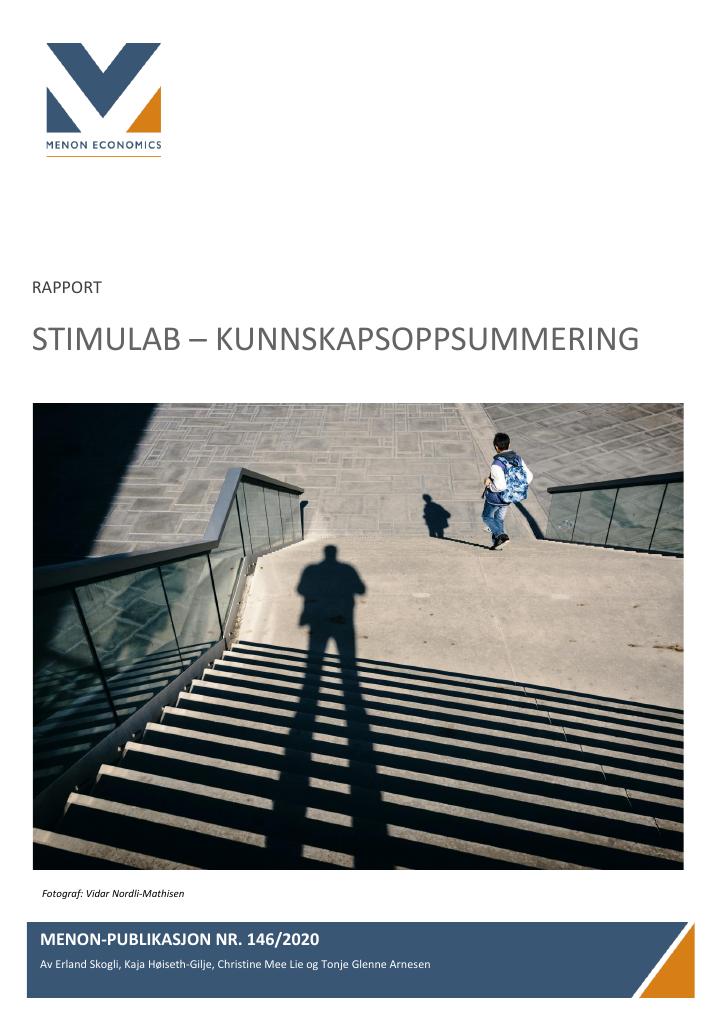 Forsiden av dokumentet StimuLab - Kunnskapsoppsummering