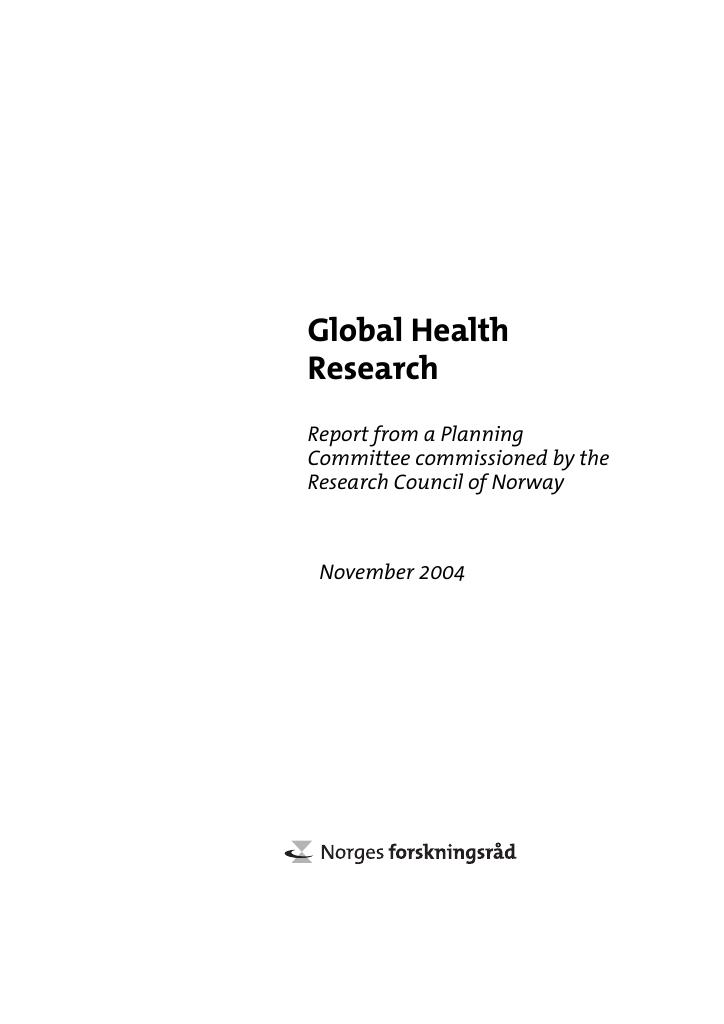 Forsiden av dokumentet Global Health Research