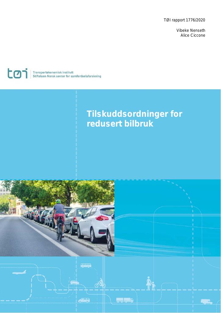 Forsiden av dokumentet Tilskuddsordninger for redusert bilbruk