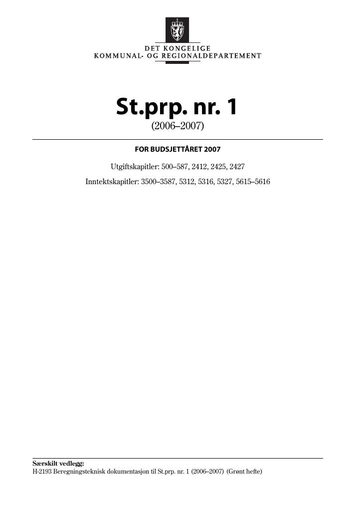 Forsiden av dokumentet St.prp. nr. 1 (2006-2007)