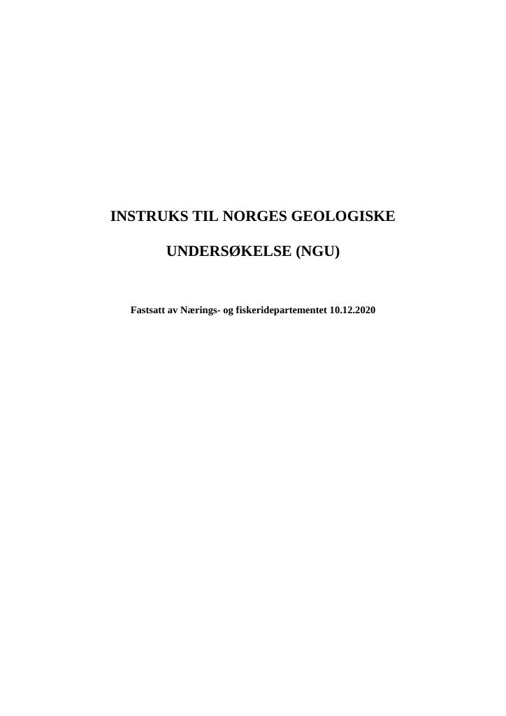 Forsiden av dokumentet Instruks Norges geologiske undersøkelse 2021