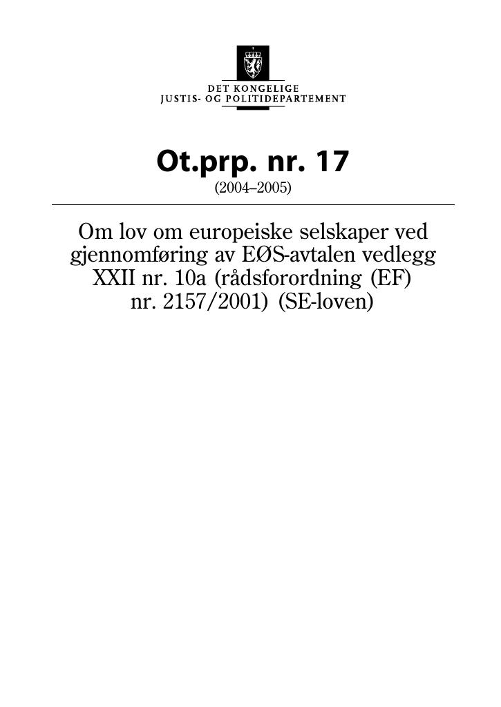 Forsiden av dokumentet Ot.prp. nr. 17 (2004-2005)