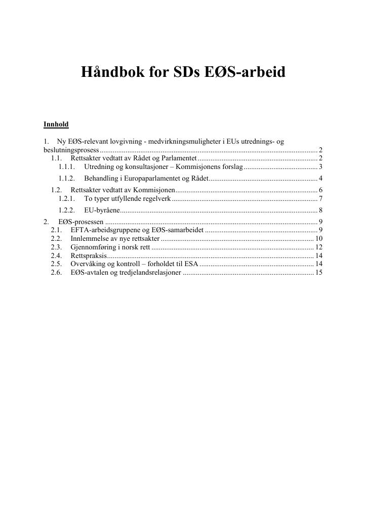 Forsiden av dokumentet Samarbeidsdepartementets håndbok for EØS-arbeid 2025