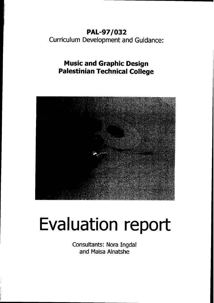 Forsiden av dokumentet Curriculum Development and Guidance: Music and Graphic Design Palestinian Technical College