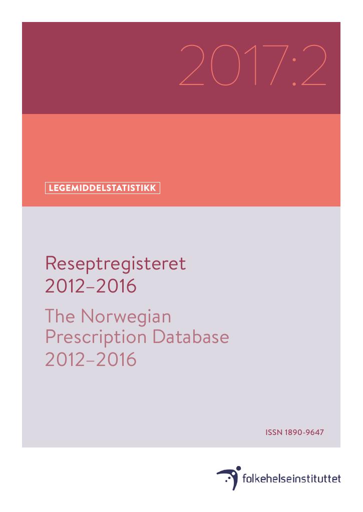 Forsiden av dokumentet Reseptregisteret 2012–2016