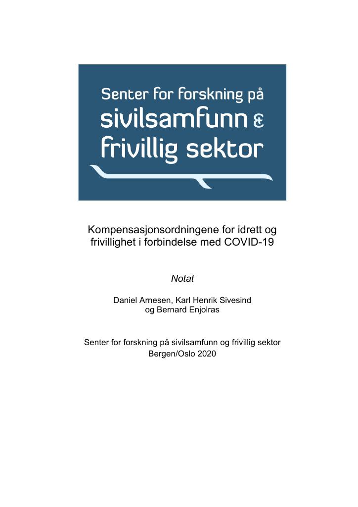 Forsiden av dokumentet Kompensasjonsordningen for idrett og frivillighet i forbindelse med covid-19