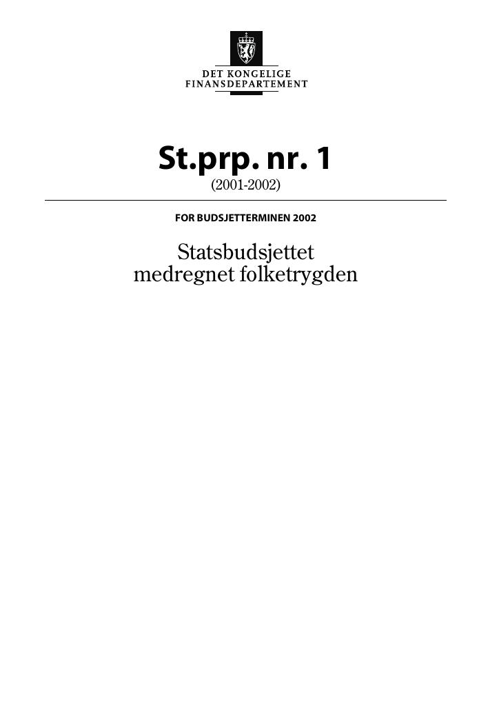 Forsiden av dokumentet St.prp. nr. 1 (2001-2002)