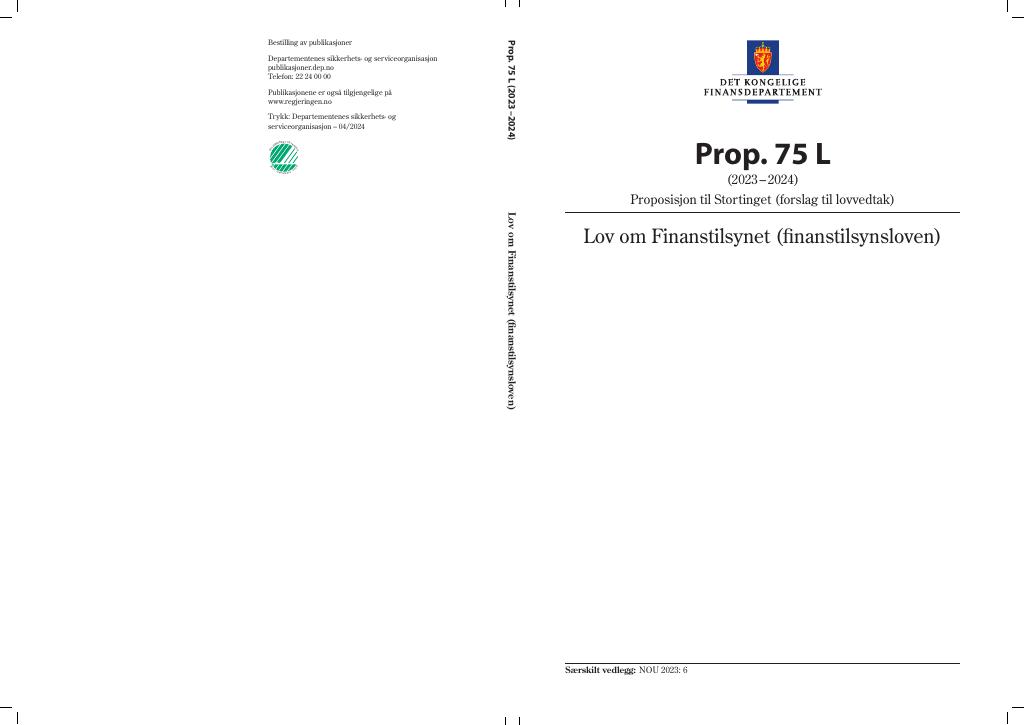 Forsiden av dokumentet Prop. 75 L (2023–2024)