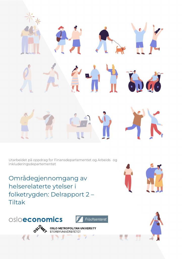 Forsiden av dokumentet Områdegjennomgang av helserelaterte ytelser i folketrygden - Delrapport 2 – Tiltak