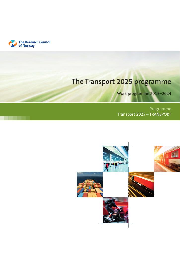 Forsiden av dokumentet The Transport 2025 Programme Work Programme 2015-2024