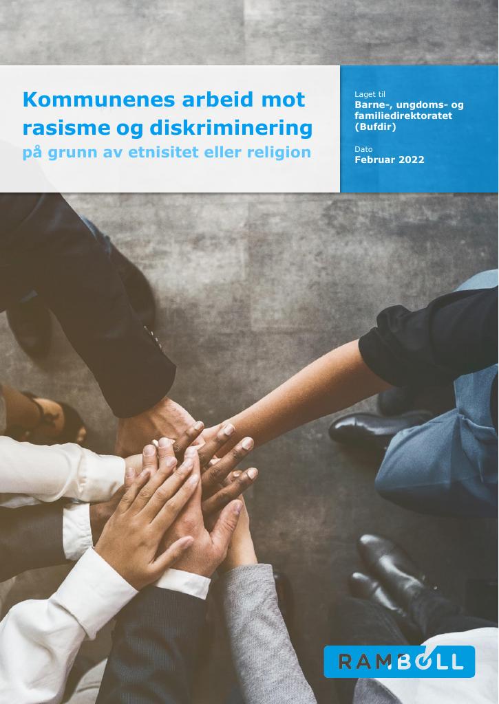Forsiden av dokumentet Kartlegging av kommunenes arbeid mot rasisme og diskriminering på grunn av etnisitet eller religion