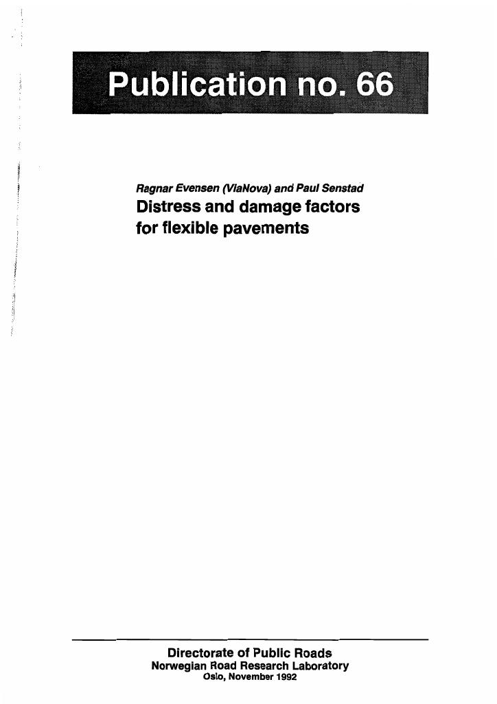 Forsiden av dokumentet Distress and damage factors for flexible pavements