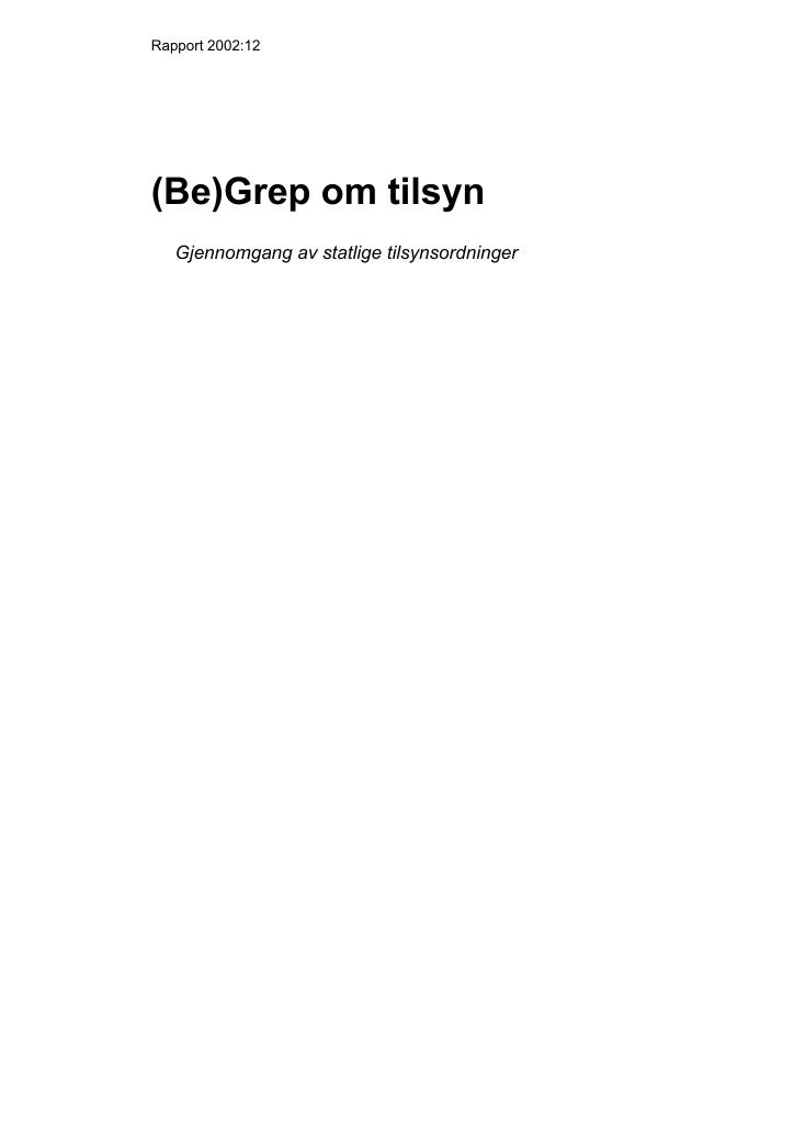 Forsiden av dokumentet (Be)Grep om tilsyn