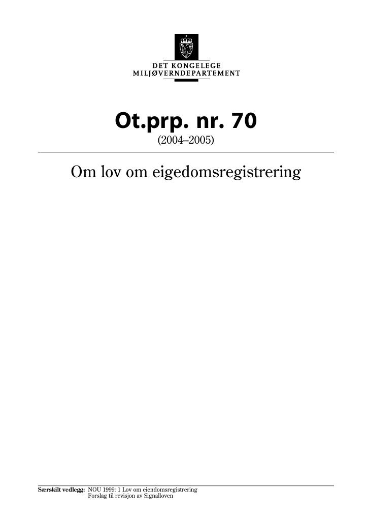 Forsiden av dokumentet Ot.prp. nr. 70 (2004-2005)