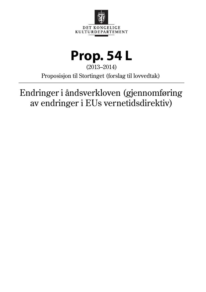 Forsiden av dokumentet Prop. 54 L (2013–2014)