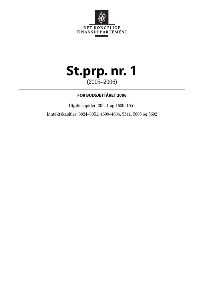 Forsiden av dokumentet St.prp. nr. 1 (2005-2006)