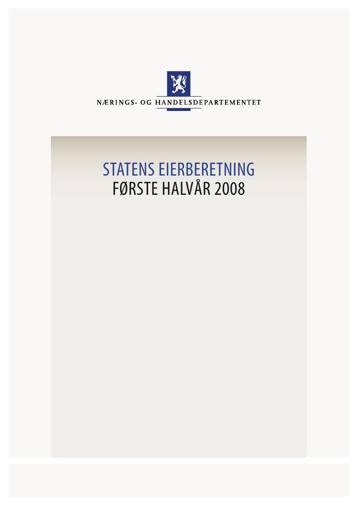 Forsiden av dokumentet Halvårsberetning for statlig eide selskaper