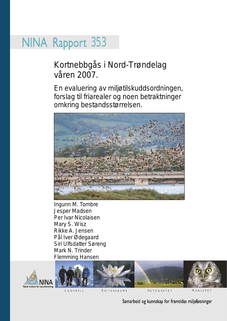 Forsiden av dokumentet Kortnebbgås i Nord-Trøndelag våren 2007