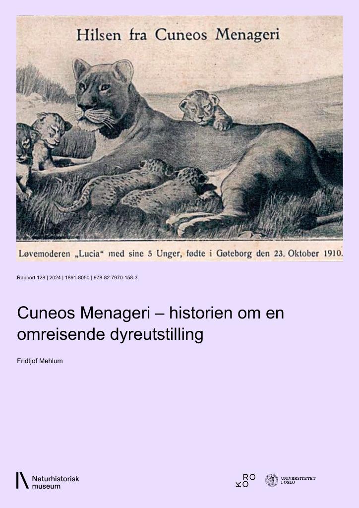 Forsiden av dokumentet Cuneos Menageri – historien om en omreisende dyreutstilling