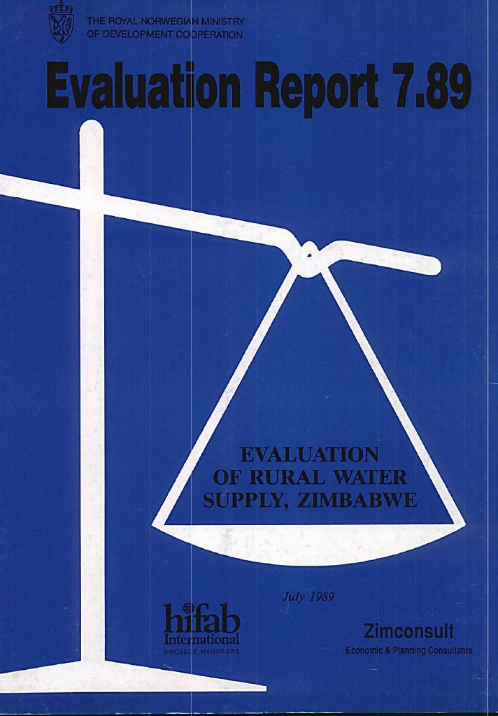Forsiden av dokumentet Evaluation of Rural Water Supply, Zimbabwe