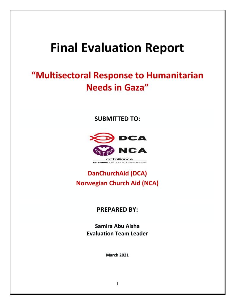 Forsiden av dokumentet Multisectoral Response to Humanitarian Needs in Gaza