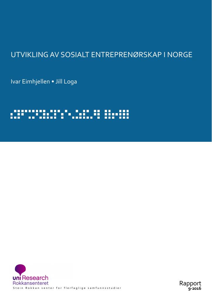 Forsiden av dokumentet Rapport: Sosialt entrepenørskap i Norge