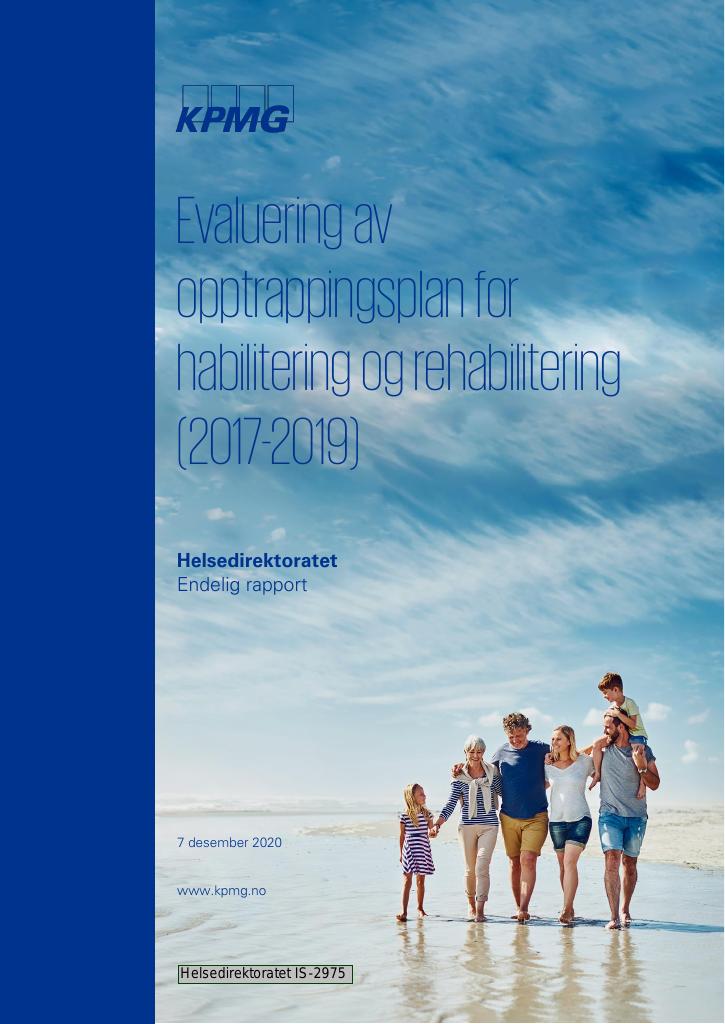 Forsiden av dokumentet Evaluering av opptrappingsplan for habilitering og rehabilitering (2017-2019)