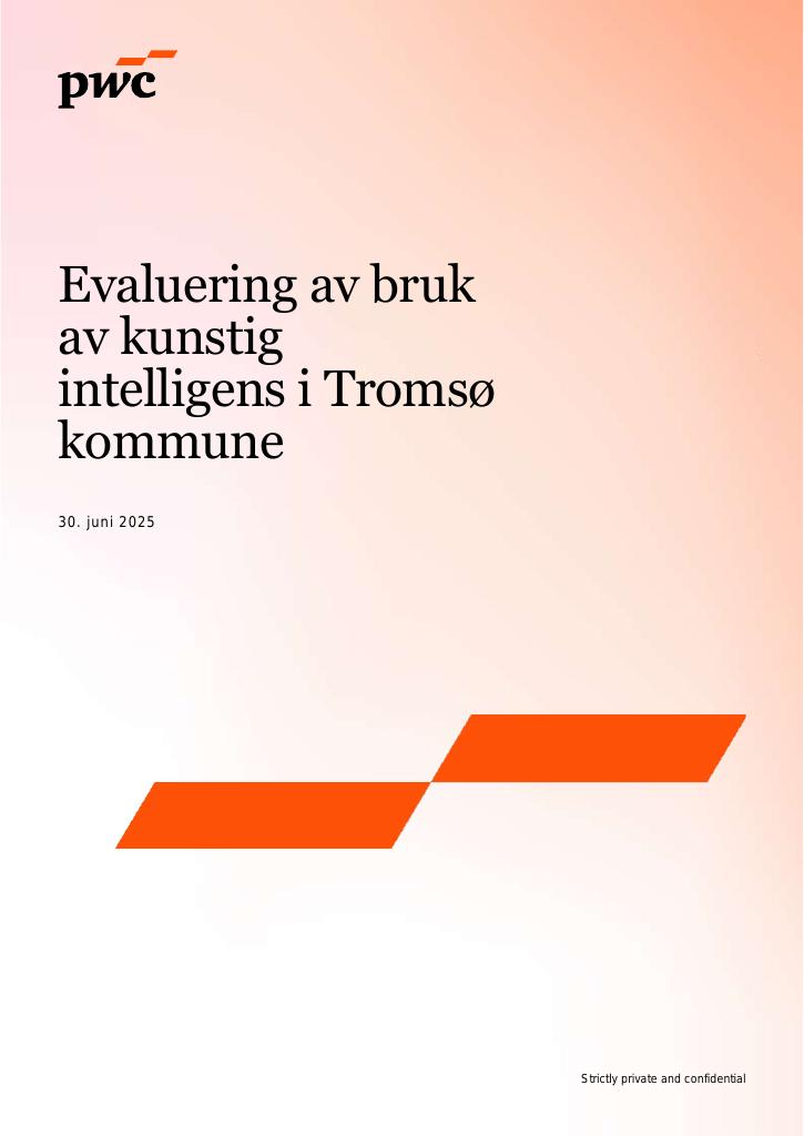 Forsiden av dokumentet Evaluering av bruk av kunstig intelligens i Tromsø kommune