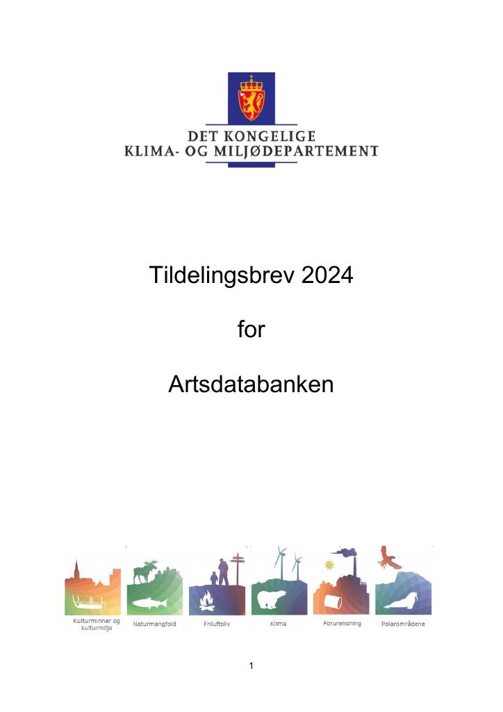 Forsiden av dokumentet Tildelingsbrev 2024