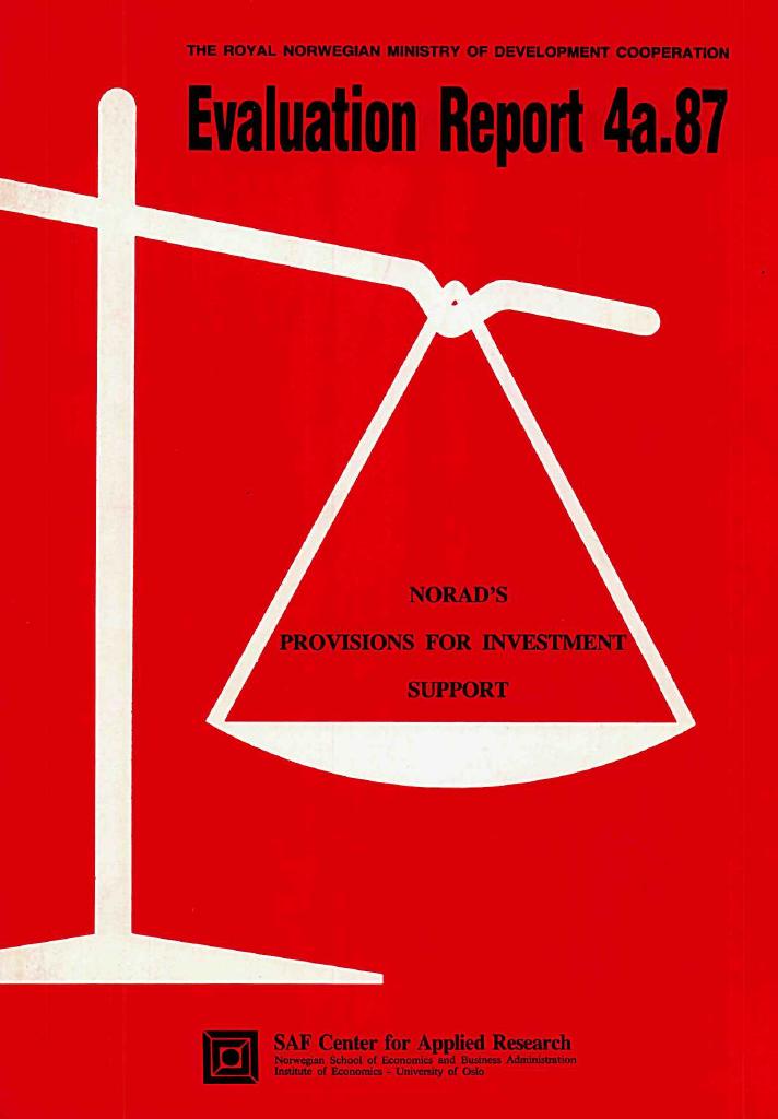 Forsiden av dokumentet Evaluation of Norad´s Provision for Investment Support