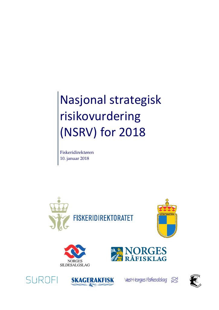 Forsiden av dokumentet Nasjonal strategisk risikovurdering (NSRV) for 2018