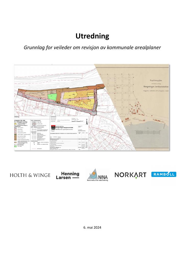 Forsiden av dokumentet Grunnlag for veileder om revisjon av kommunale arealplaner
