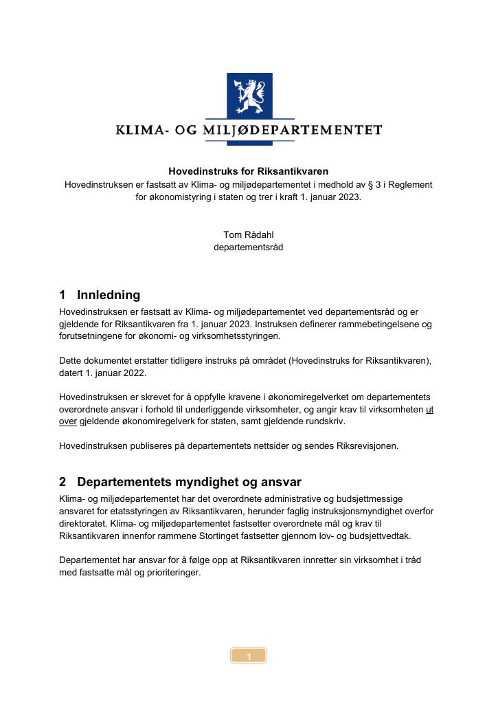 Hovedinstruks Riksantikvaren 2023 - Kudos