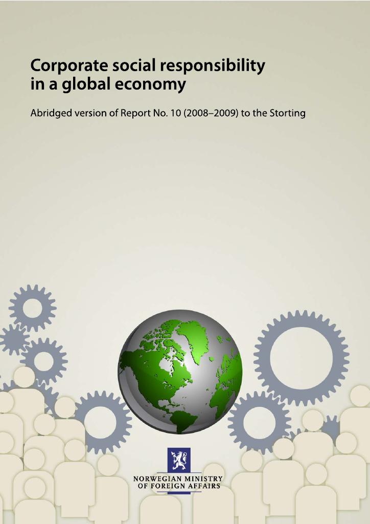 Forsiden av dokumentet Corporate social responsibility in a global economy (abridged version)