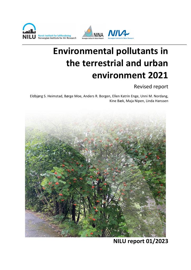 Forsiden av dokumentet Environmental pollutants in the terrestrial and urban environment 2021 : Revised report