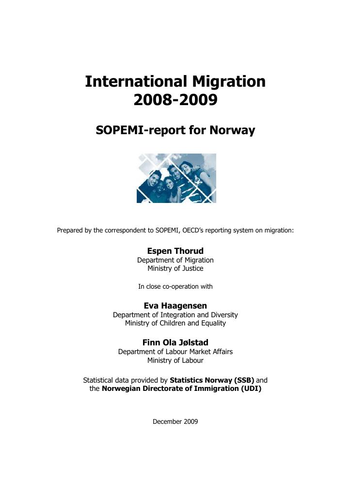 Forsiden av dokumentet Internasjonal migrasjon 2008-2009