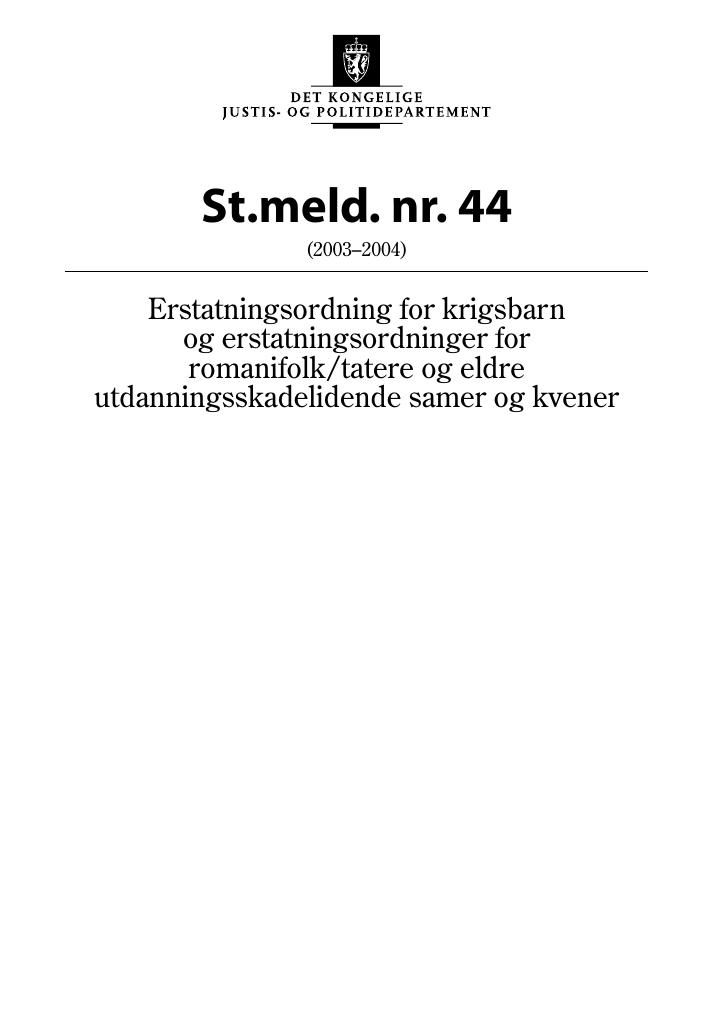 Forsiden av dokumentet St.meld. nr. 44 (2003-2004)