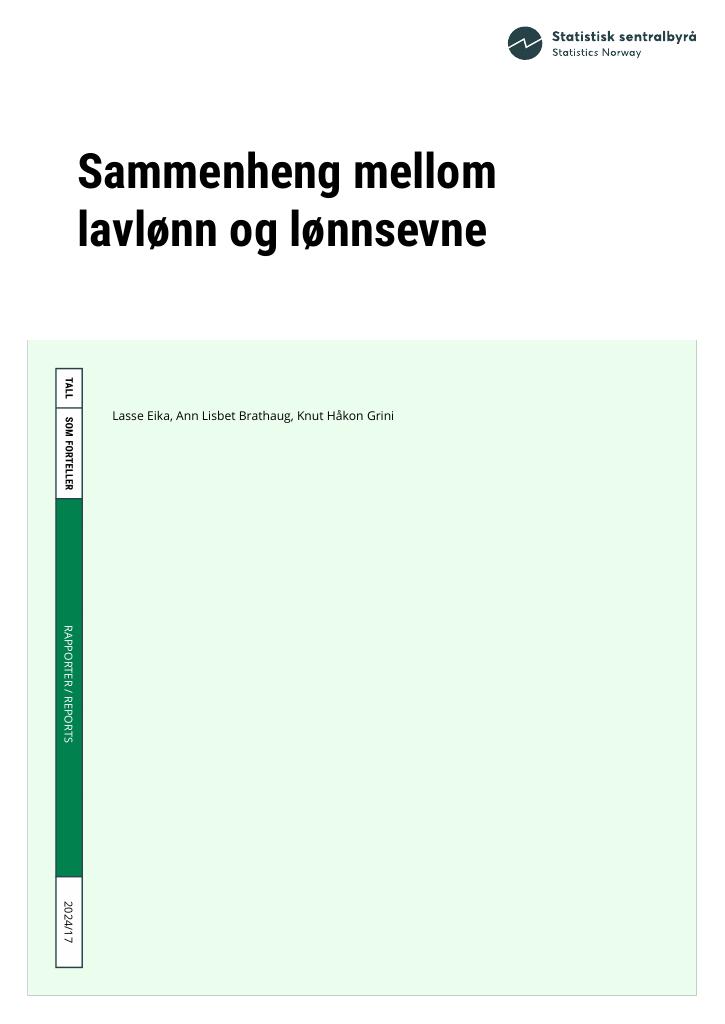 Forsiden av dokumentet Sammenheng mellom lavlønn og lønnsevne