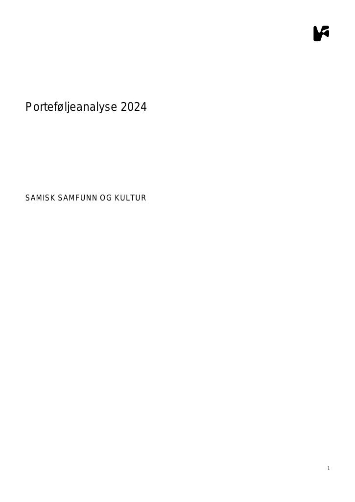 Forsiden av dokumentet Porteføljeanalyse for Samisk samfunn og kultur 2024