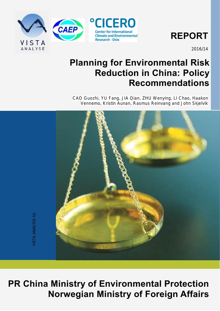 Forsiden av dokumentet Planning for Environmental Risk Reduction in China: Policy Recommendations