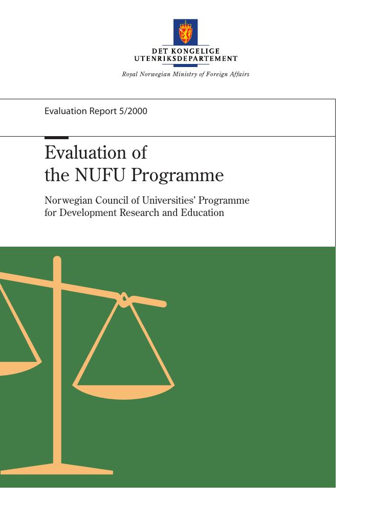 Forsiden av dokumentet Evaluation of the NUFU Programme - Norwegian Council of Universities’ Programme for Development Research and Education