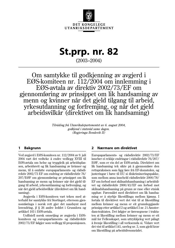 Forsiden av dokumentet St.prp. nr. 82 (2003-2004)